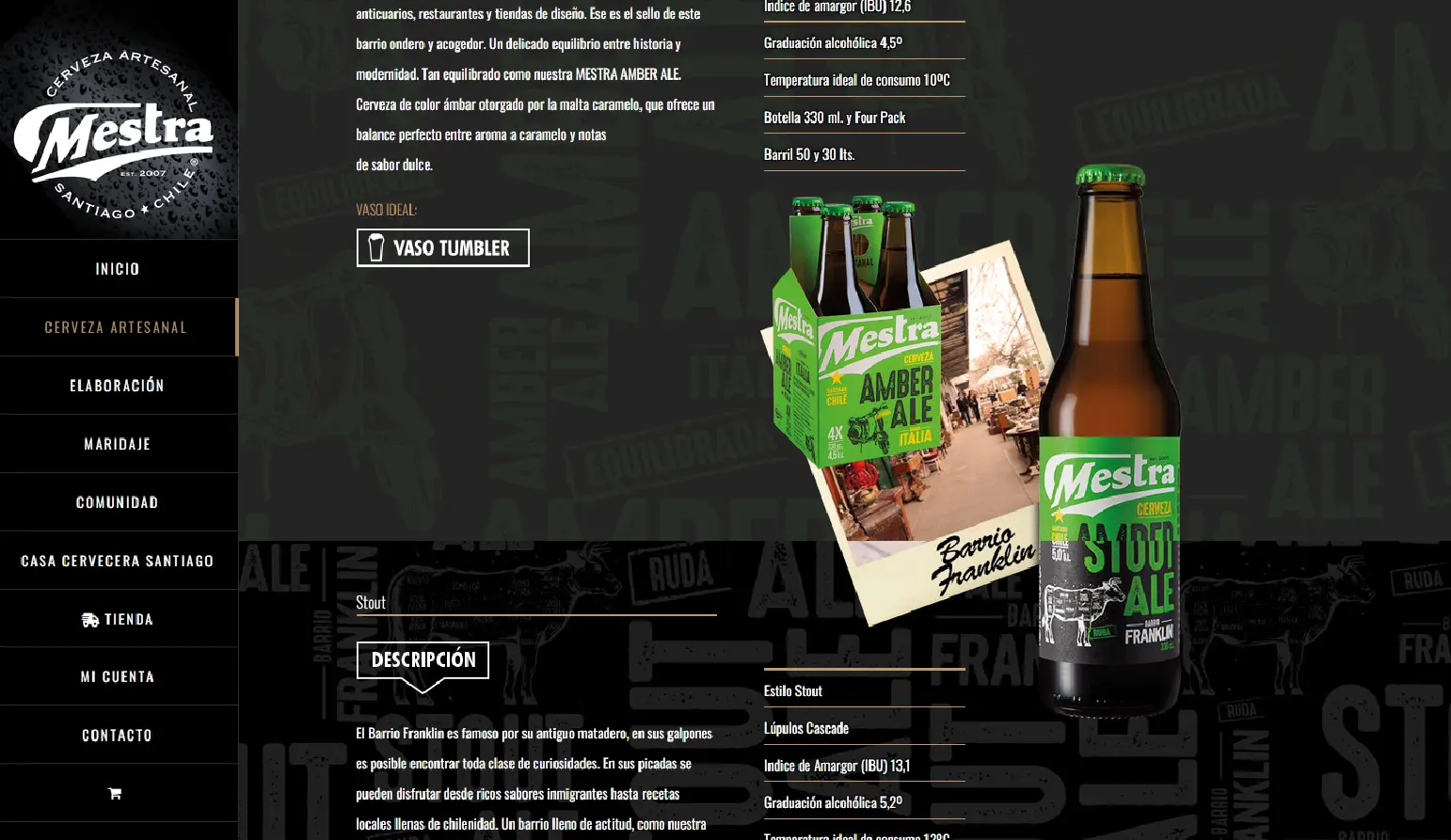 Descripción extendida de la cerveza Stout, con su historia de barrio y especificaciones técnicas